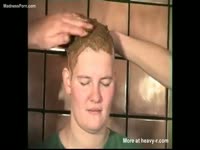 Skinny guy uses his shit instead of hair
